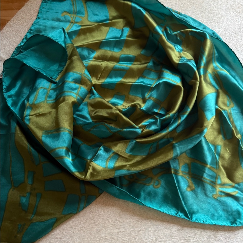 Elegant Teal and Olive Scarf